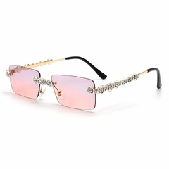 Anteojos de sol Trap Hip-Hop Strass Diamante Rectangular Sin Marco Nº A003 - tienda online