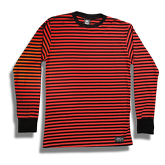 Remera Manga Larga Rayada Rojo Negro