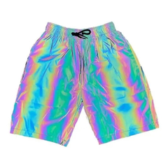 Bermuda Shorts Reflectivo Holografico Rainbow Importado