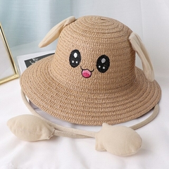 Sombrero de Paja Granjero Kawaii Orejitas Luces Marron