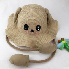 Sombrero de Paja Granjero Kawaii Perro Orejitas Marron