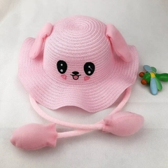 Sombrero de Paja Granjero Kawaii Perro Orejitas Rosa