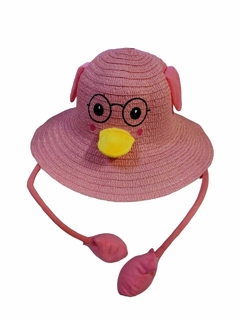 Sombrero de Paja Granjero Orejitas Pato Rosa con Sonido