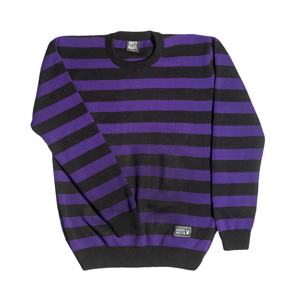 Buzo Sweater Rayado Violeta Negro Unisex - KITCH TECH