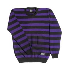 Buzo Sweater Rayado Violeta Negro Unisex