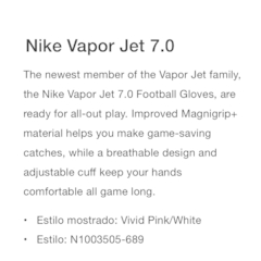 Guantes NIKE Vapor Jet 7.0 - VIVID PINK/WHITE - U$D 150 en internet