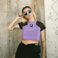 Remera Crop Top Con Red Purple