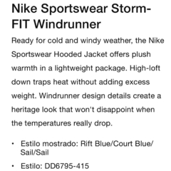 Campera Nike Hooded Stormfit Windrunner Rift Blue - usd450