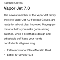 Guantes Football Vapor Jet 7.0 Metallic Gold u$150 en internet