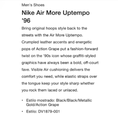 Zapatillas Nike More Uptempo Action Grape - 400usd - comprar online