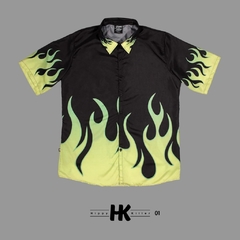 Camisa Fuego Oversized Verde - Hippy Killer