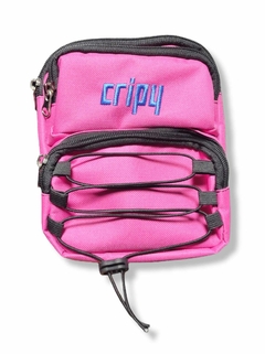 Riñonera mini bag CRIPY Rosa con Letras Azules