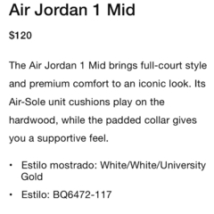 Zapatillas Jordan 1 Mid University Gold - usd330 - comprar online