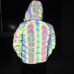 CAMPERA PUFFER REFLECTIVA RAINBOW HOLOGRAFICO - tienda online