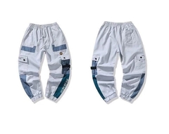 Pantalon Cargo Techwear Tiras Gris Duo Color Gris K70