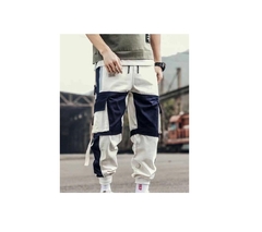 Pantalon Cargo Techwear Ajustable Blanco Suelto Mmu K71