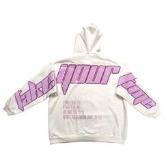 Buzo Hoodie Take Your Time Blanco Violeta