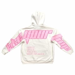 Buzo Hoodie Take Your Time Blanco Rosa