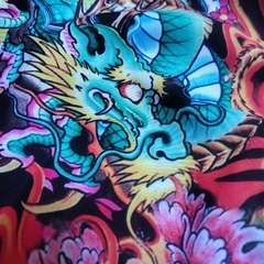 Short Traje de baño Dragon Ryu Yakuza Turqueza Flores - comprar online