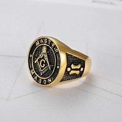 Anillo Simbolo Master Mason Dorado Acero - comprar online