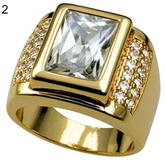 Anillo dije simil diamond c/strass dorado