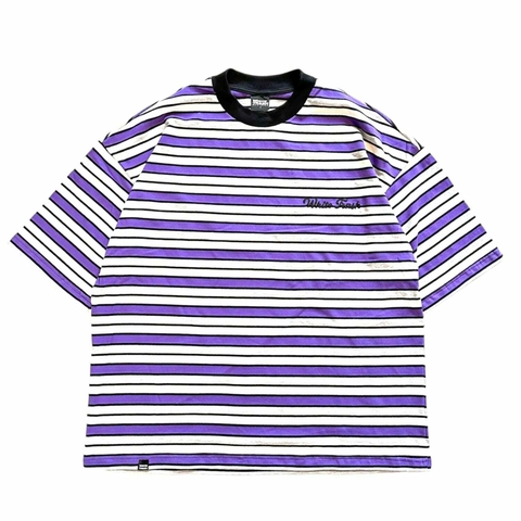 Remera Boxy Fit Rayada Violeta Blanco