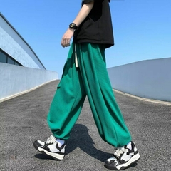 Pantalon Waffle Baggy Verde Streetwear Cargo Moda Joggers 126 Niños - tienda online