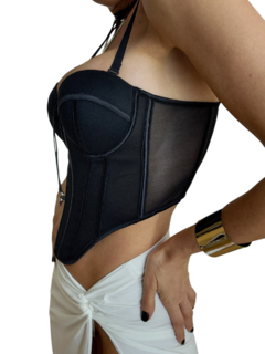 T1182 CORSET IMPORTADO TAZA/ TUL NEGRO en internet