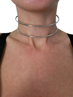 ACC884 CHOKER DOBLE RIGIDO PLATA - comprar online