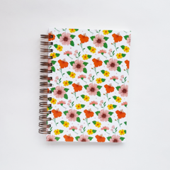 Cuaderno anillado rayado | Floral blanco