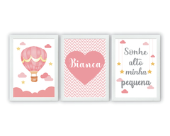 Quadros Infantis Balão Rosa E Frases personalizadas