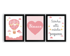 Quadros Infantis Balão Rosa E Frases personalizadas na internet