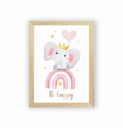 Quadro Infantil Elefante Be Happy na internet