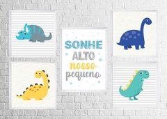 Quadros Dinossauros e Sonhe alto nosso pequeno - Ateliê Ana Ávila