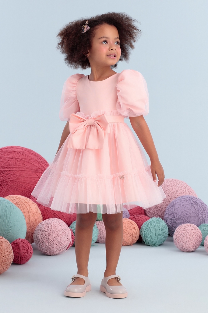 Vestido Infantil Tule Rosa Mon Sucré 3122346 - 3Kids