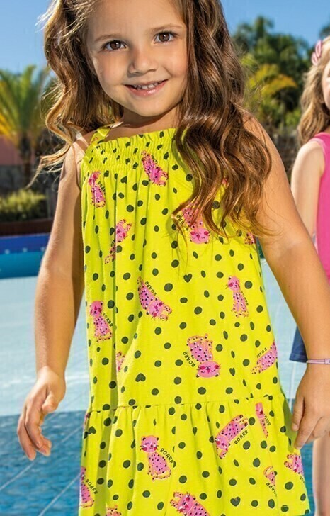 Vestido Infantil Oncinha Neon Kyly 112570 Vn 3Kids