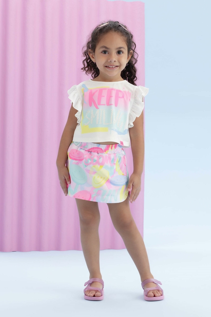 Conjunto Infantil Blusa E Shorts-Saia Neon Mon Sucré 51138021160