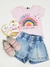 Blusa Infantil Arco-Íris Paetês Rosa Kukiê 47130-2