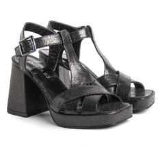 SANDALIA IBIZA NEGRO METAL CRASH - comprar online