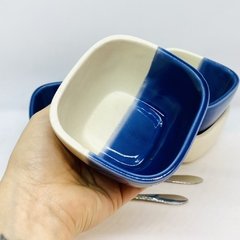Compotera Cubo - Natural&Azul - Aurora Pottery