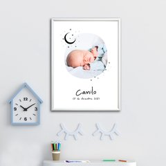 Cuadro Infantil Nacimiento Diseño Luna con 1 foto - comprar online