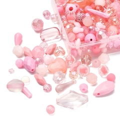 KIT CUENTAS DIFERENTES FORMAS ROSA X 100 GR - DOCTOR GLITTER