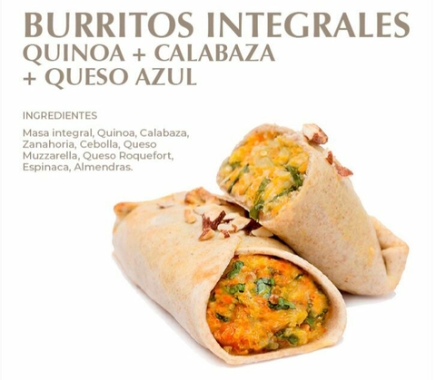 BURRITOS INTEGRALES DE QUINOA, CALABAZA Y QUESO AZUL