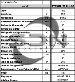 Soldadora TIG RMB TYRION 200d Pulse - comprar online