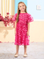 Vestido infantil festa tule com flores pink Animê 5817 - loja online