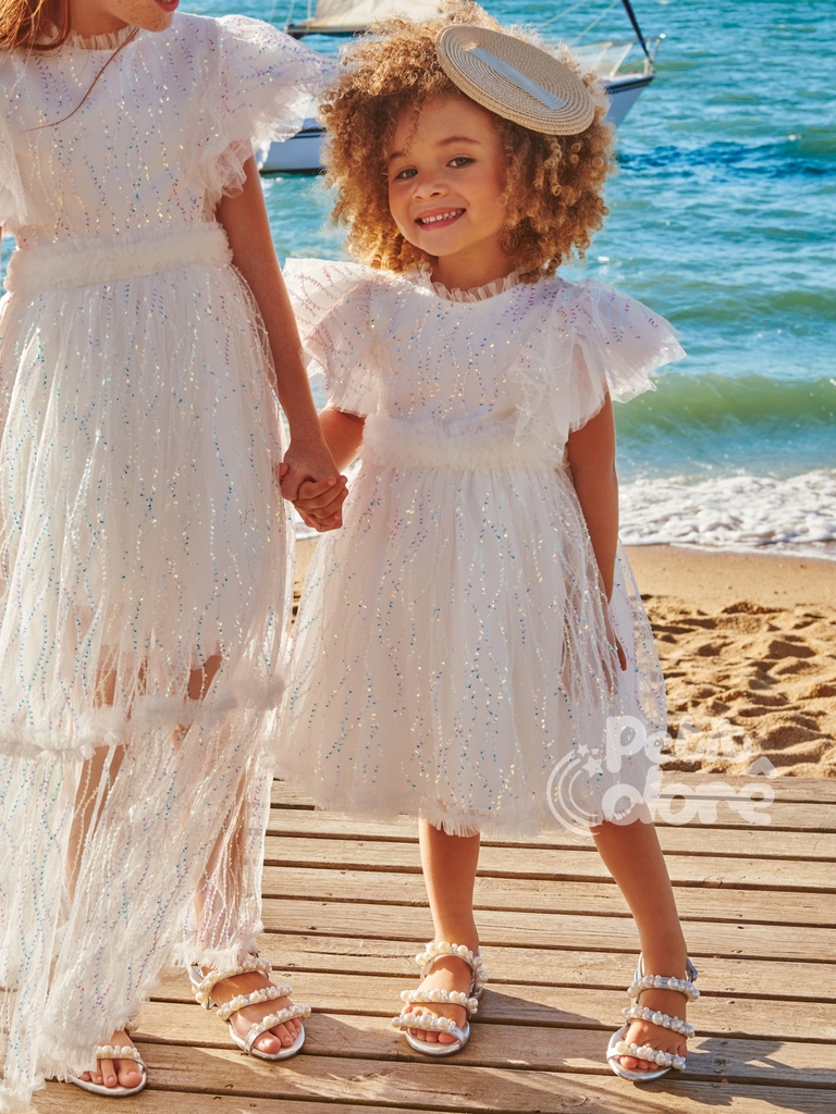 Vestido infantil festa luxo bordado branco Petit Cherie