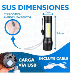 LINTERNA RECARGABLE USB CON ZOOM - comprar online