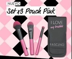 Set De 3 Brochas Pink Con Pouch Negro - Fascino - comprar online