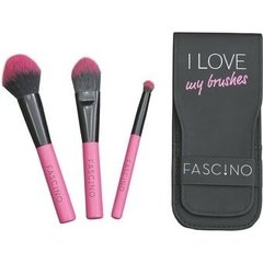 Set De 3 Brochas Pink Con Pouch Negro - Fascino