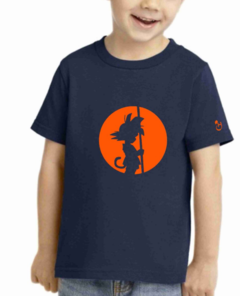 Goku.Dragon Ball. Anime Doble estampa. Remera de algodón peinado. Niños